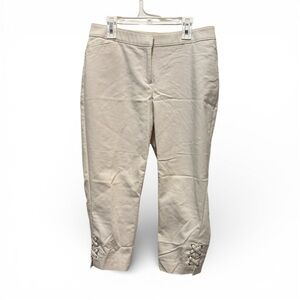 Rafaella Off-White Capris with Lace-Up Details Size 6P